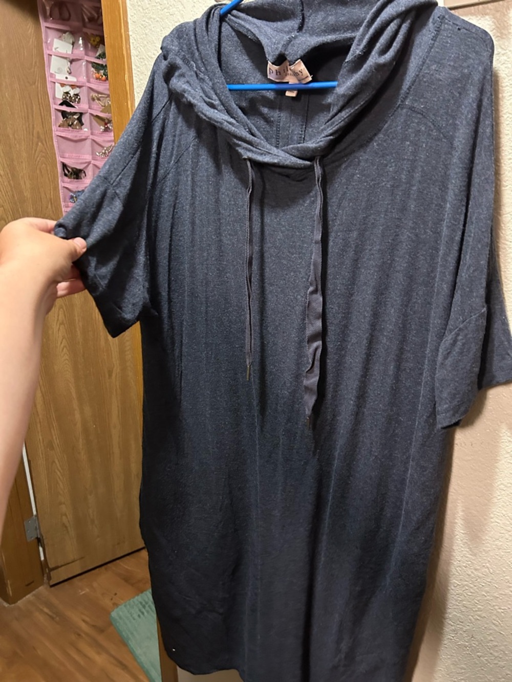 Philosophy Dark Heather Gray Hooded Tunic Dress